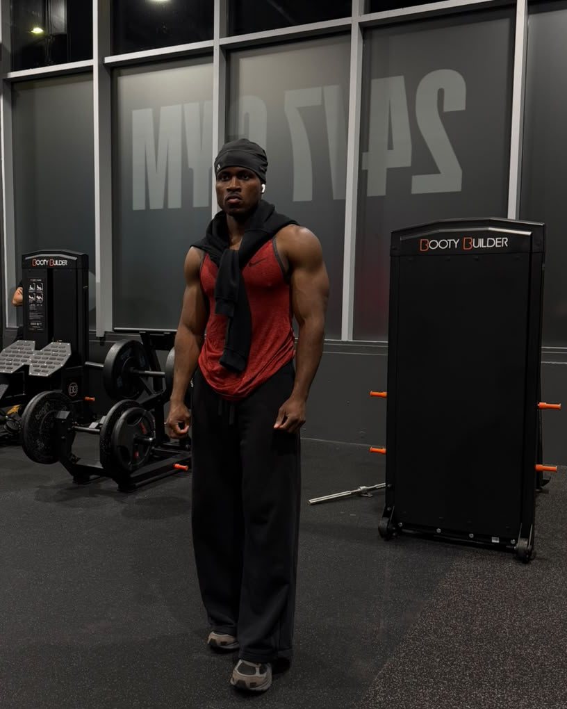 Ozzy standing in the gym